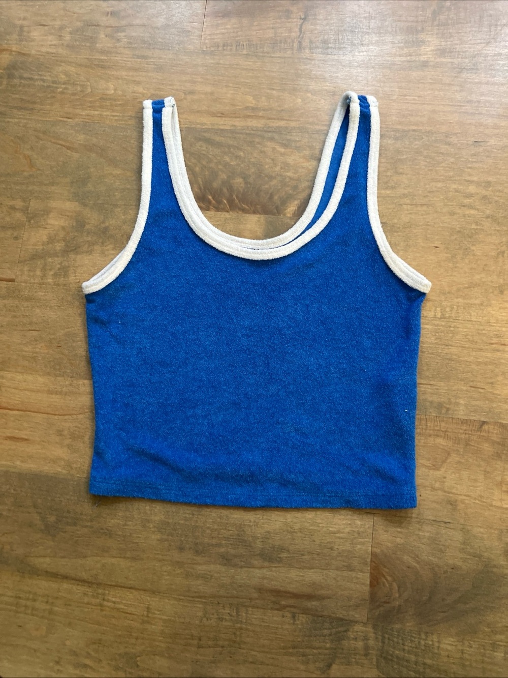 Hollister Blue Cropped Terry Cloth Tank with White Trim